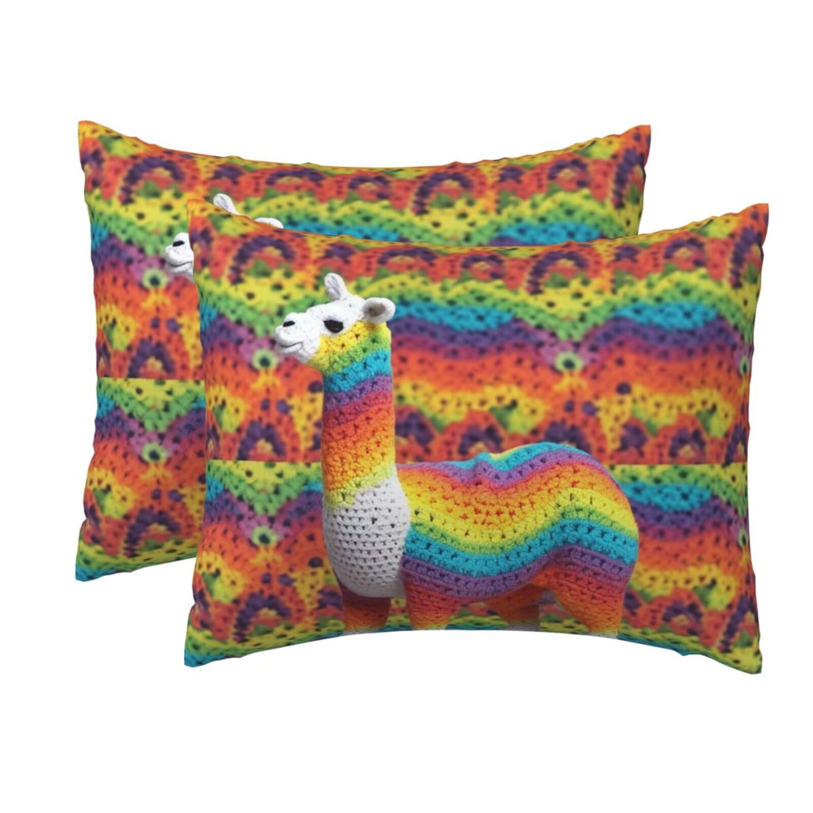 2 Pack Standard Size Pillow Cases for Hair and Skin Soft Breathable Pillow Case Covers with Hidden Zipper Rainbow Camel Pattern Pillowcase 20x26 Inches Pillow Cover for Sleeping Gift