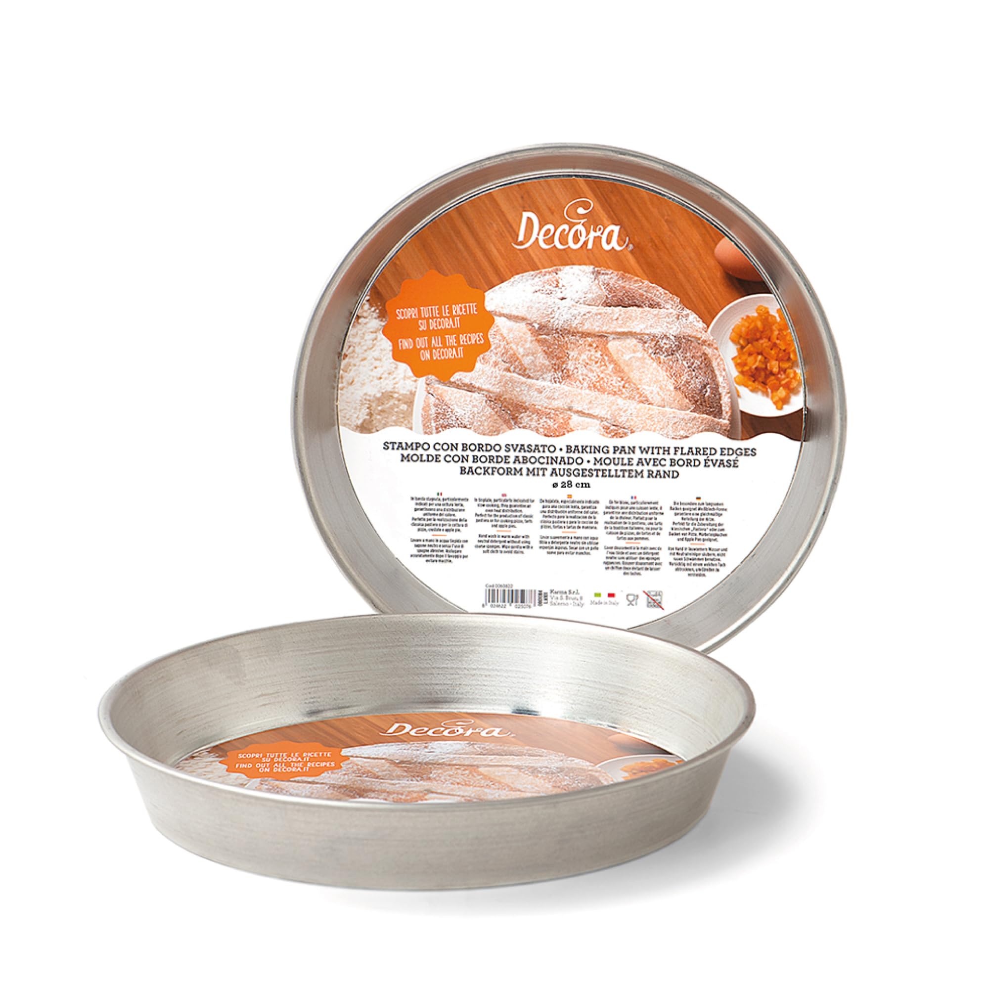 Decora, 0060828 Ruoto per Pastiera Ø 28 x 4 h cm, in Banda Stagnata, Distribuisce Il Calore in Maniera Uniforme, Ideale per Cotture Lente, Made in Italy