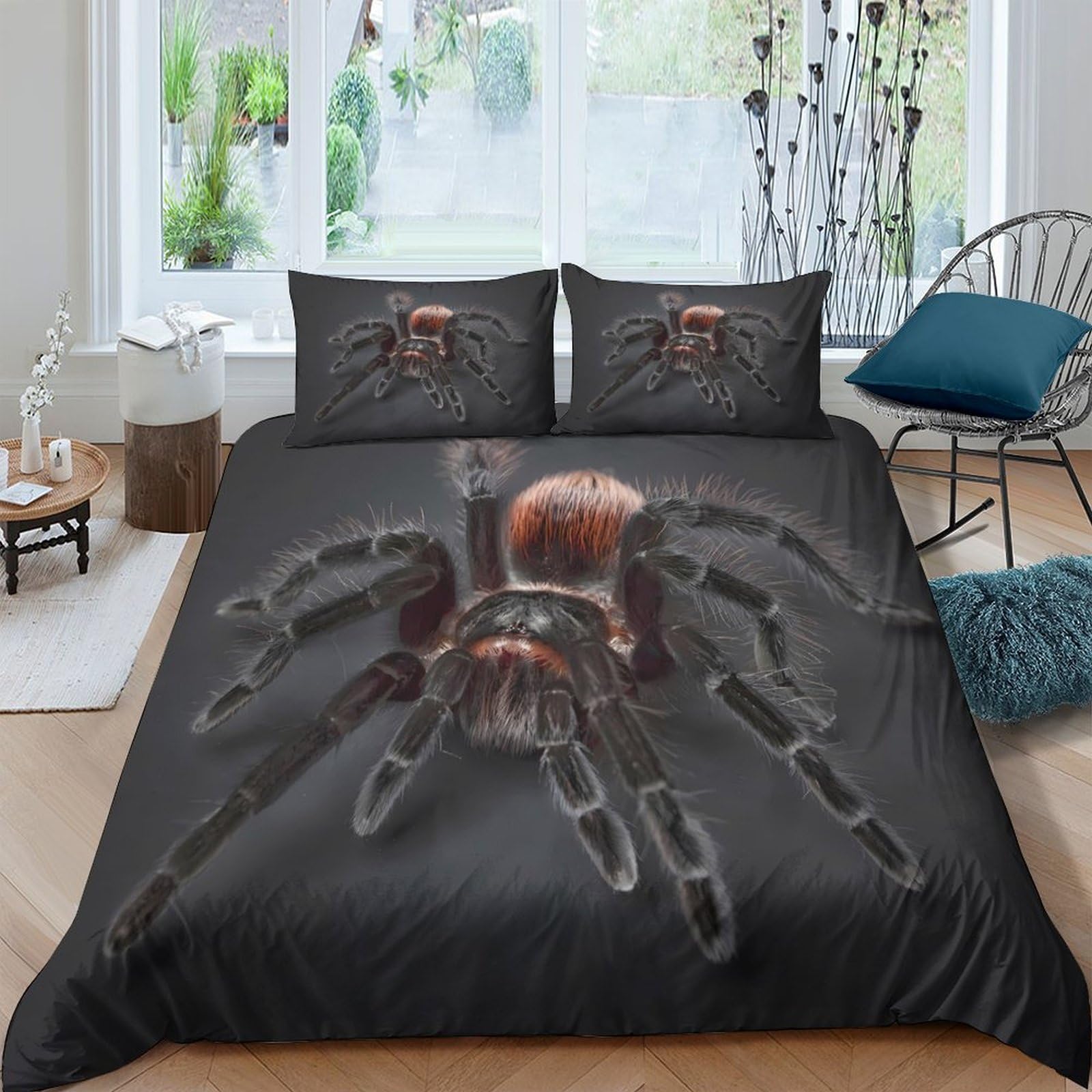 Ctjqhvkz Style-6 3D Printed Tarantula Spider Fitted Sheet Microfiber Black Bed Cover For Bedroom Dorm Decoration Mattress Protection Single（135X200cm）