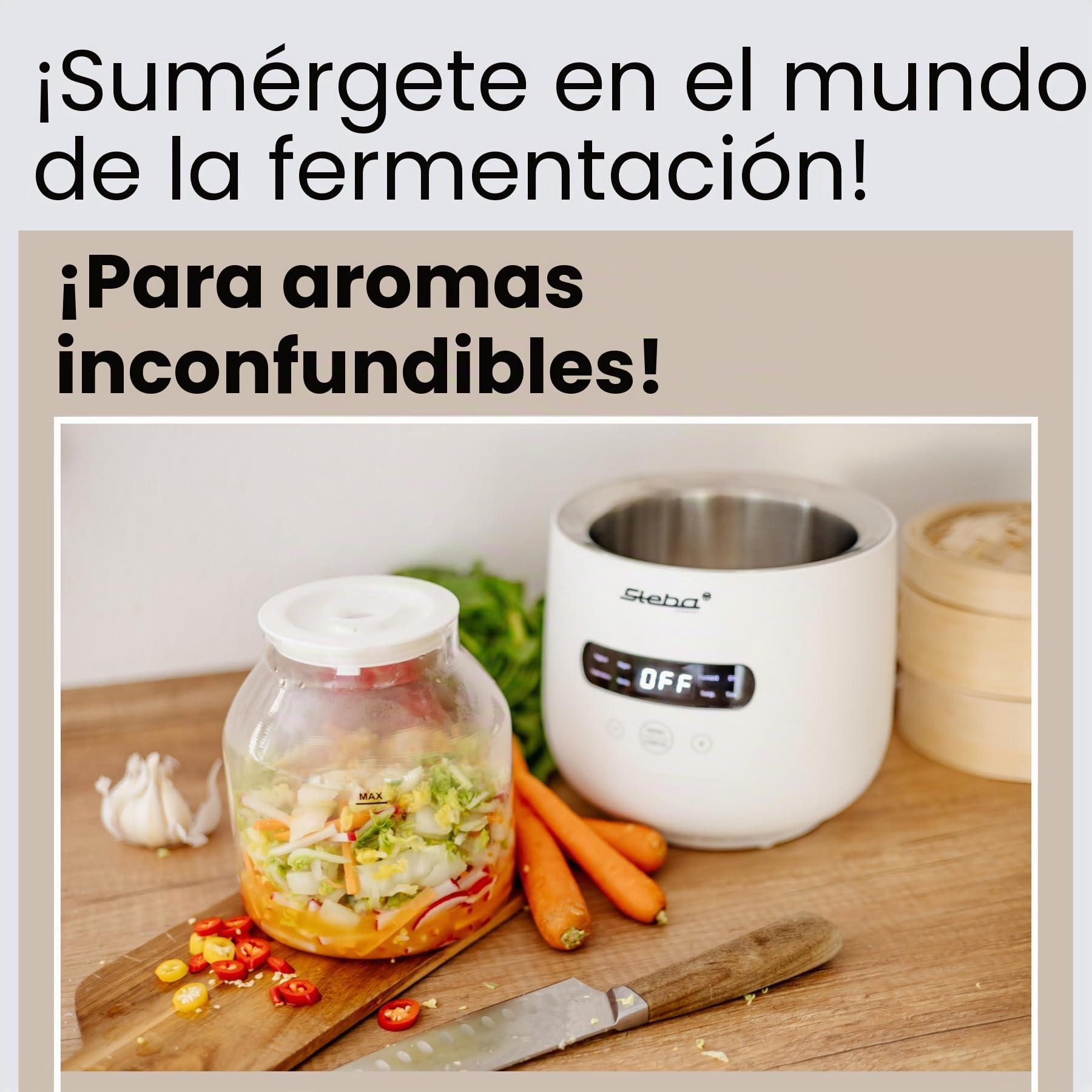 Yogurtera Steba para hacer yogur casero con una consistencia perfecta, 5 programas aromáticos, pies de goma antideslizantes y fácil limpieza. FERMENTO JM 4.