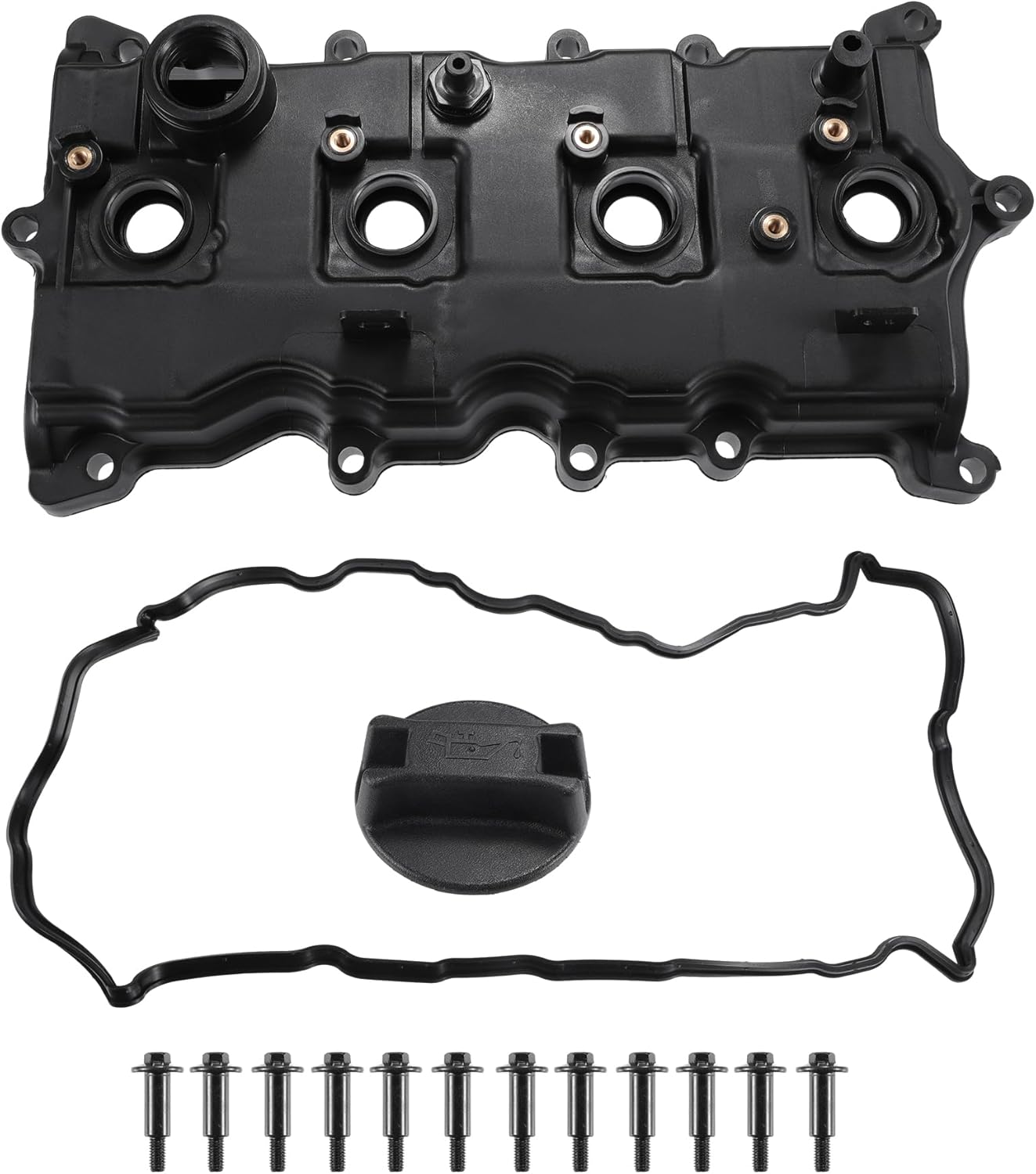 X AUTOHAUX Engine Valve Cover with Gasket Oil Cap for Nissan Rogue 2008-2012 2.5L Cylinder Head Cover No.13264JG30A Camshaft Engine Valve Rocker Cover with Gasket Bolts Oil Cap