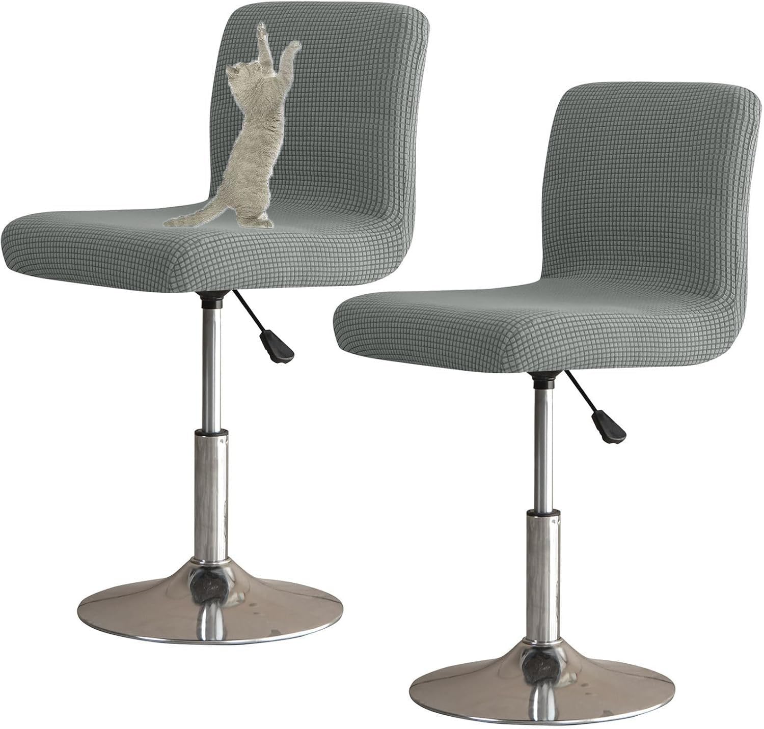 YOPOIY Bar Stool Covers with Backs Set of 6 4 2, Cat Scratch Proof Stretch Bar Stool Chair Covers Washable Universal Swivel Pub Chair Slipcover (dark gray,2 PCS)