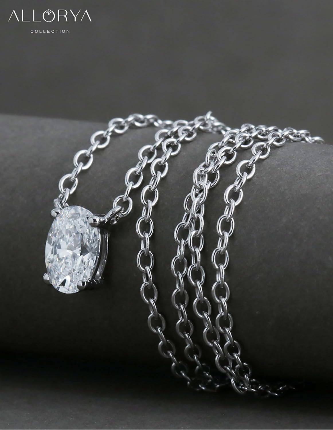 0.50 Cttw Oval Lab Grown White Diamond or Cubic Zirconia Solitaire Pendant Necklace for Women in 925 Sterling Silver - Image 4