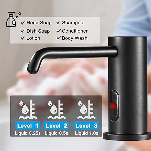Miniatura 6 de Dispensador automático de jabón sin contacto para fregadero de cocina y baño, dispensador de jabón eléctrico integrado, sensores infrarrojos,