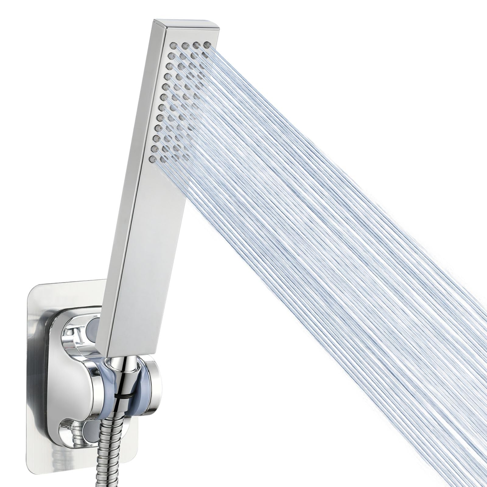 All Metal Handheld Shower Head, Voolan High Pressure Shower Heads with Handheld Sprayer, Square Hand Shower with Teflon Tape, Solid Brass Hand Held Wand Shower