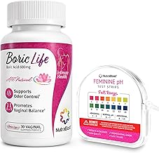 NutraBlast Boric Acid Vaginal Suppositories 600mg (30 Count) & Feminine pH Test Strips 1-14 (100-Tests Roll) | Monitor Feminine Intimate Health | Acidity & Alkalinity Balance