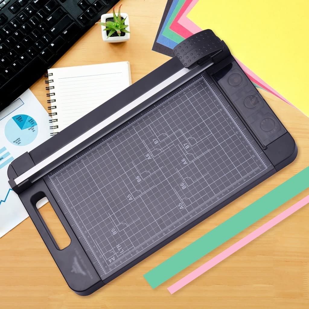 Papierschneider, 3-in-1 A4 Papierschneider, gerade, überspringende und wellenförmige Ausstecher, schwarzes Bastelpapier, Karten- Fotoschneider