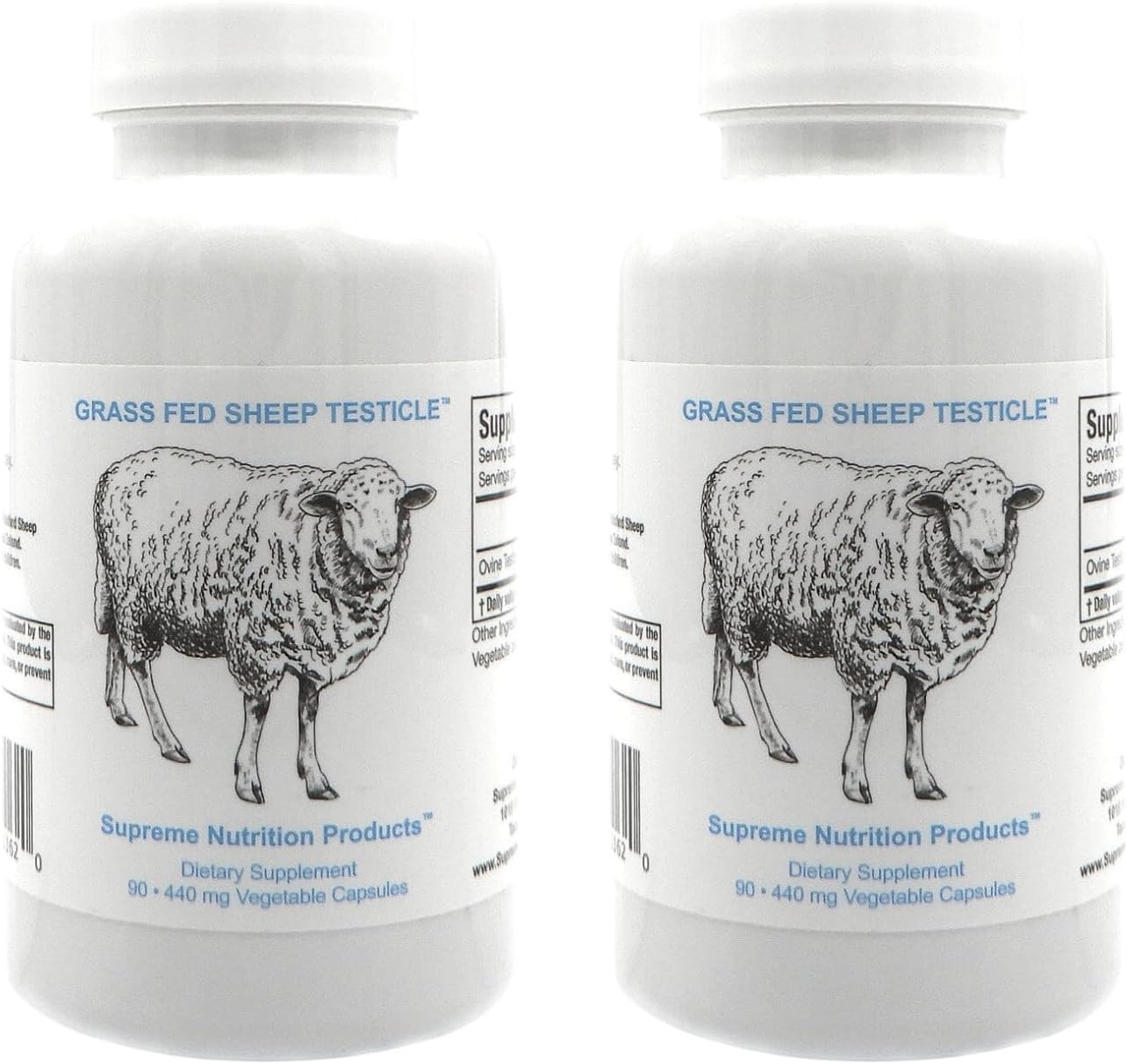 Supreme Nutrition Sheep Testicle - 100% Grass Fed and Finished in New Zealand, 90 Capsules of Pure Ovine Testicle (Pack of 2)