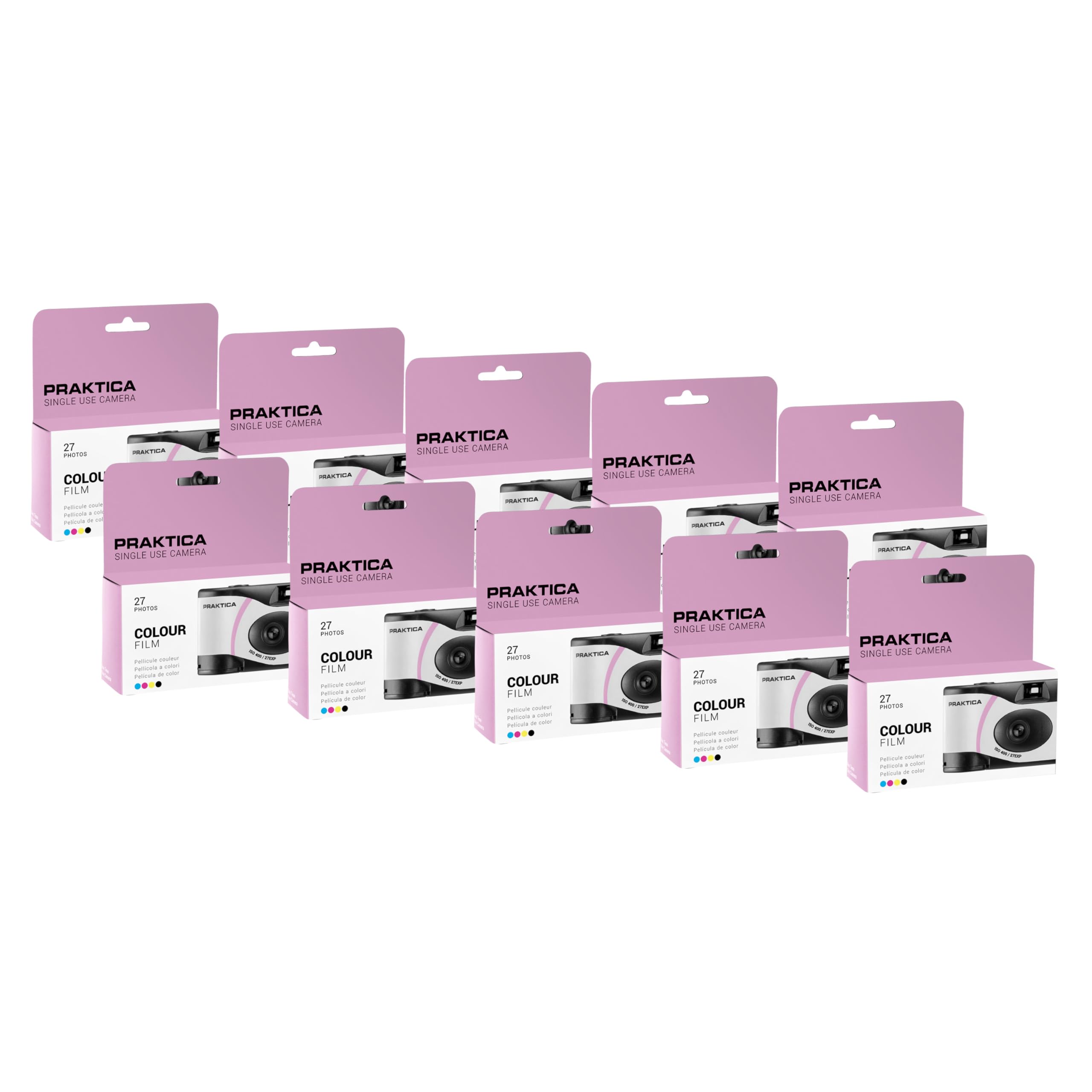 Praktica N21f X2 Disposable Camera - Pink, Pack Of 10, Pink