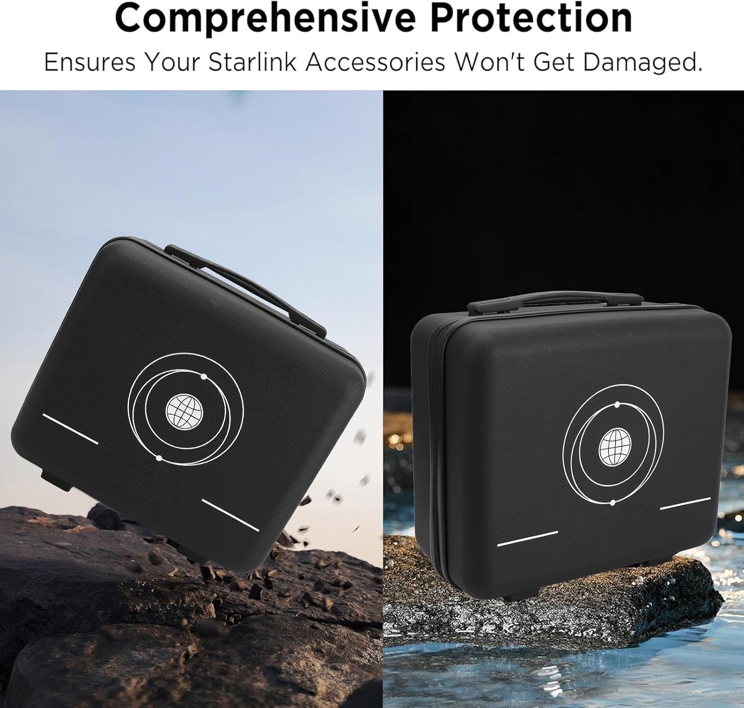 Travel Case for Mini Dish Kit, 13in Hard Case with Cut Foam Protects Kickstand for Mini Dish, Power Adapter, Pipe Adapter, Cables