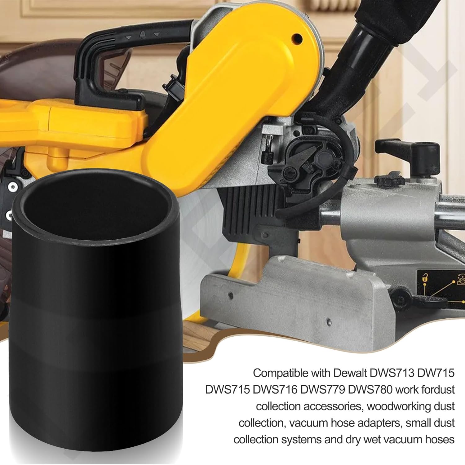 Miter Saw Vacuum Adapter (Fits 1-7/8”Vacuum Hose) / Dust Collection Chop Saw Construction Shop Vac Attachment for DeWalt DWS713 DW715 DWS715 DWS716 DWS779 DWS780 DHS790 Miter Saw Vacuum