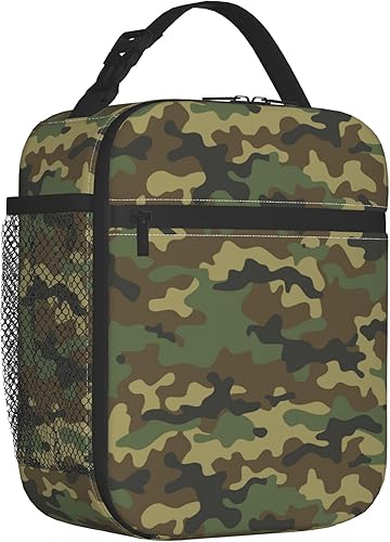 Bolsas de almuerzo de camuflaje verde para hombres mujeres niños y niñas bolsas de almuerzo reutilizables para oficina trabajo escuela picnic