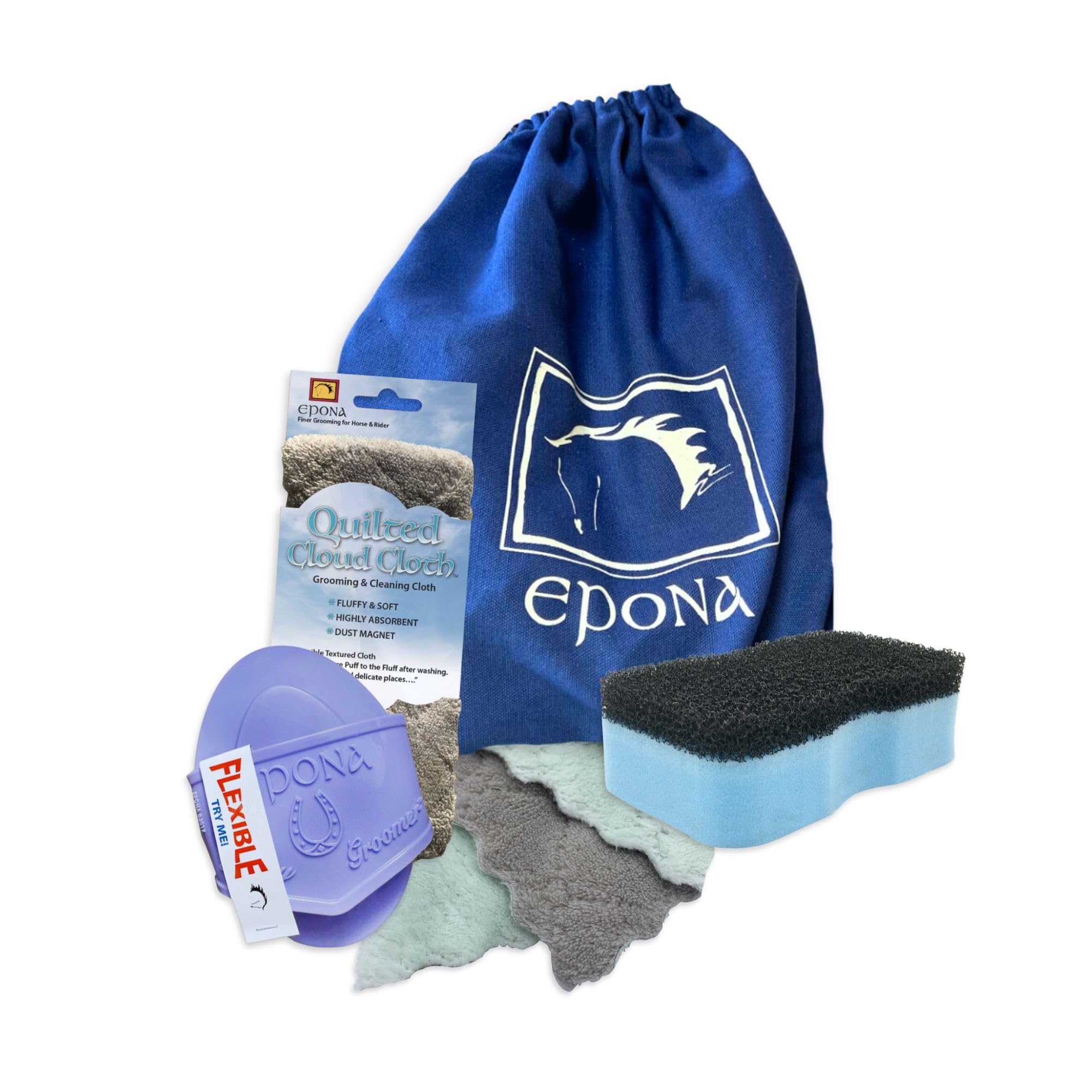 Epona Groomers Collection | April Power Shower | Quilted Cloud Cloth | Glossy Groomer | Bonus Backpack