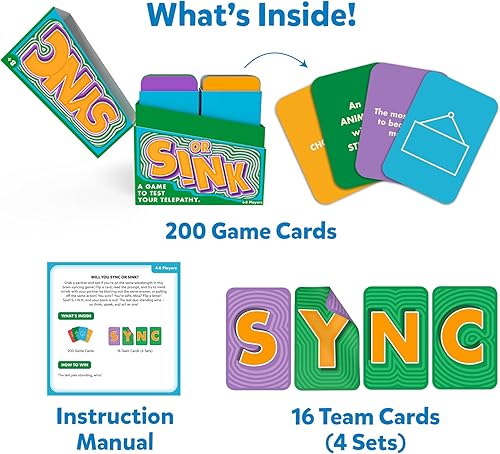 Miniatura 7 de Sincronizar o hundir divertido juego de cartas familiar para niños, adolescentes y adultos, desafío de pareja de ritmo rápido, divertido favorito de