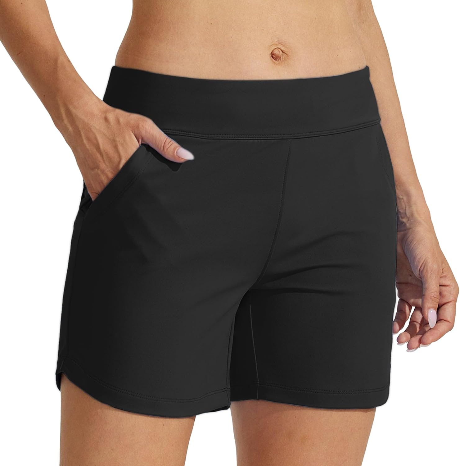 Willit Women's Swim Board Shorts Swimming Bottoms Tummy Control Beach Shorts with Liner