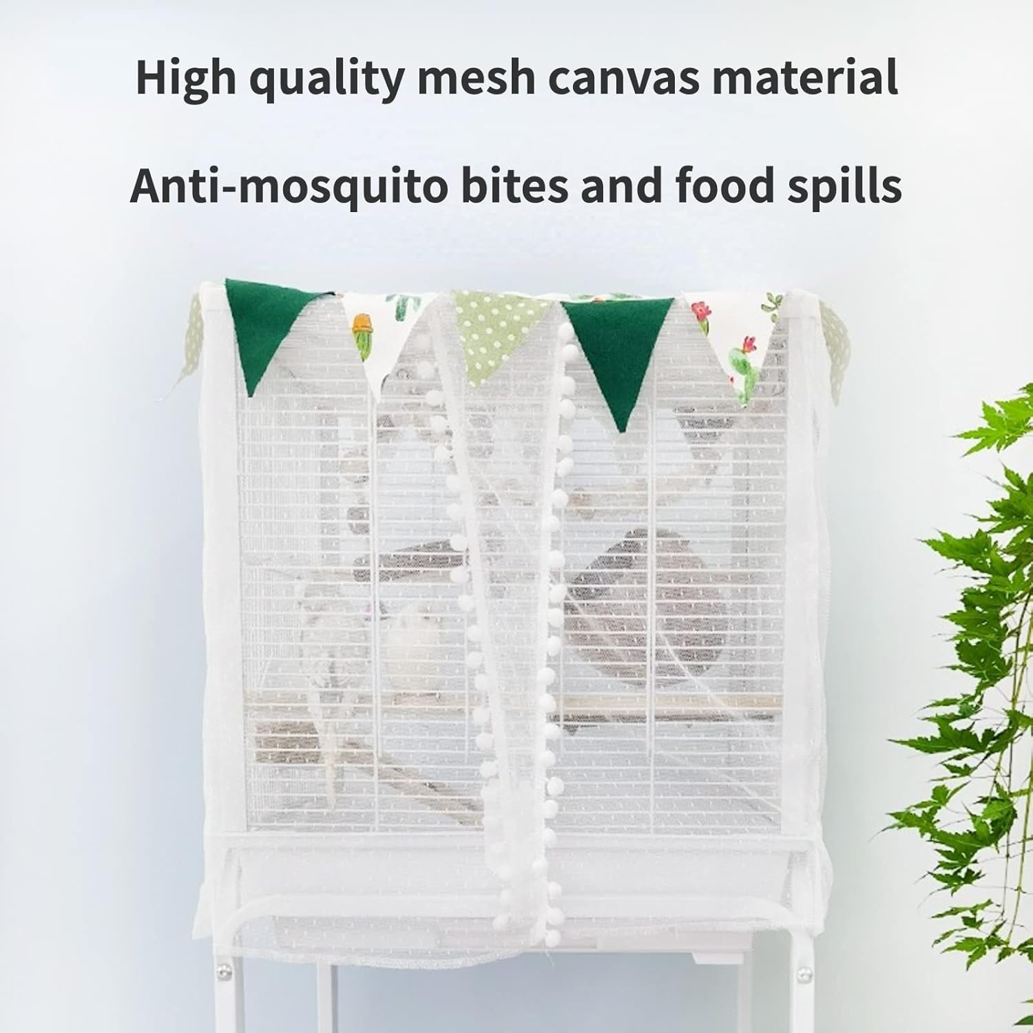 Bird Cage Seed Catcher Mesh Skirt Cover for Parrot Bird Cage Cover Seeds Guard Dust-Proof Universal Birdcage Accessories for Round Square Cage (Long-White(for cage Size 18.5x18.5x36.6))