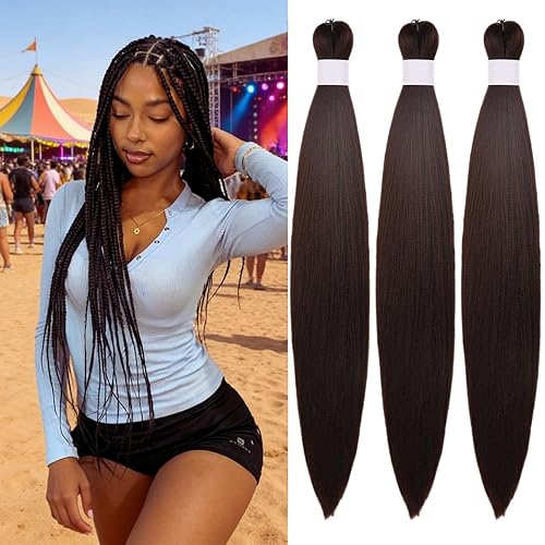 Miniatura 49 de Cabello trenzado para niños preestirado de 16 pulgadas, color negro, Yaki ez, trenzado para niños, trenzas sin nudos