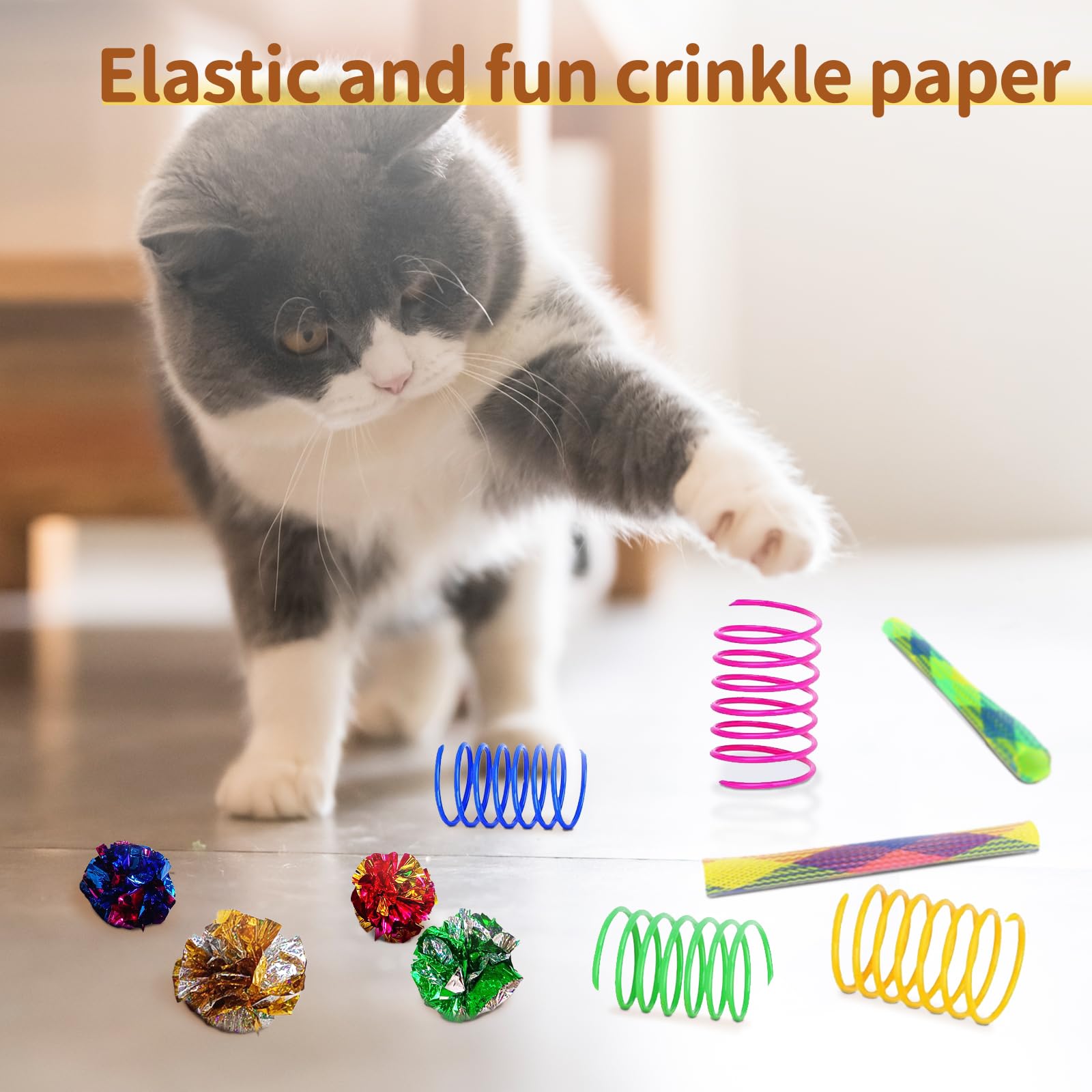 iCAGY Katzenspielzeug, Katzenspielzeug, 25 verschiedene Katzenspielzeuge, inklusive Knistertunnel, Ball, Zauberstab, Federmaus, Mäuse, Federsortiment, Set für Katzen, Kätzchen, Kaninchen, Welpen,