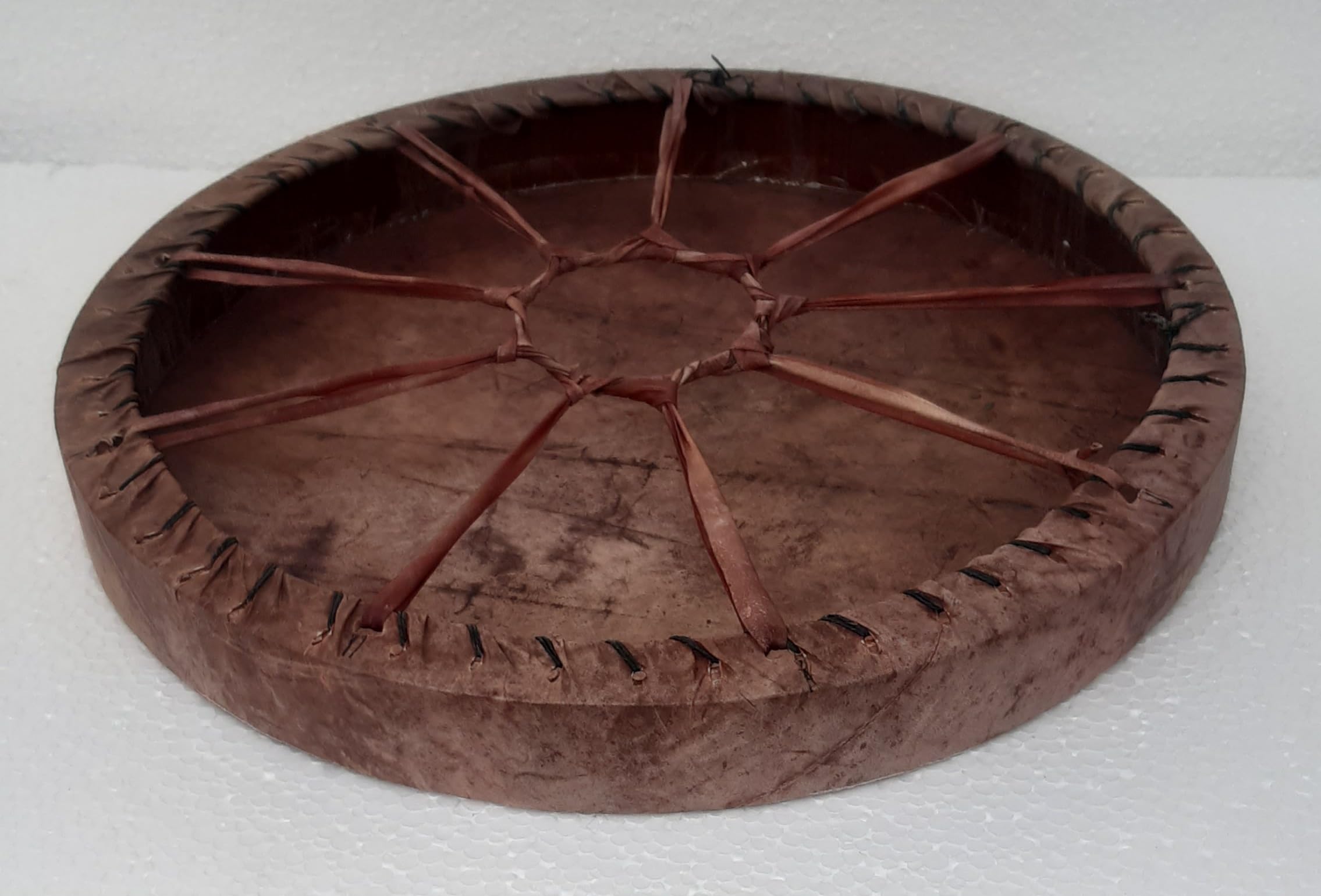 Tambor chamán de 71 cm, sonido suave profundo, tambor de piel de búfalo de color marrón, hecho a mano chamánico, percusión, meditación de yoga, celebración de eventos + batidor, mazo