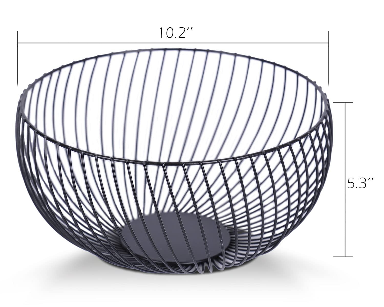 IBWell Wire Fruit Basket Fruit Bowl Kitchen Fruit Basket Stand Fruit Bowls for the Counters Metal Fruit Bowl (Black, Twill)
