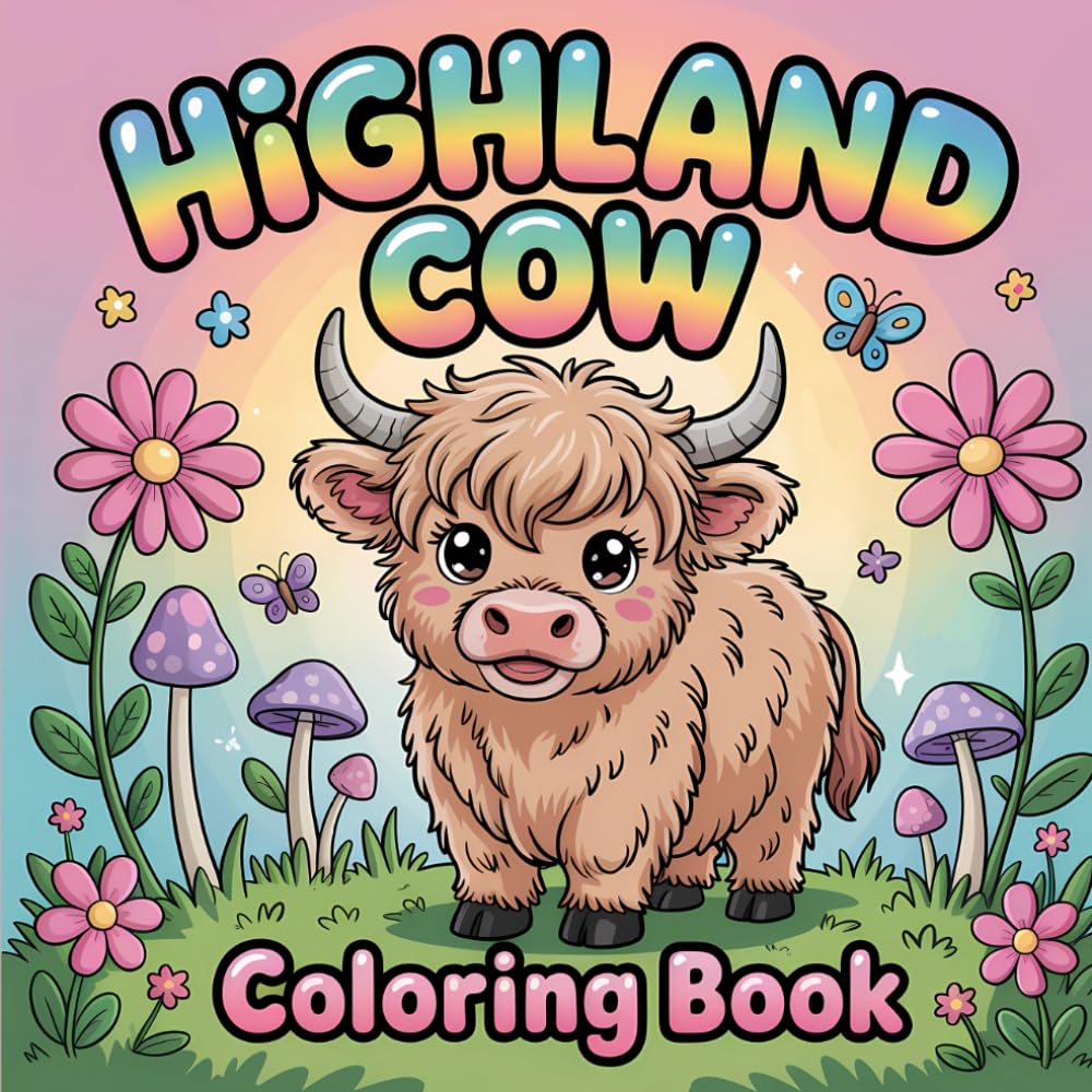 Highland Cow Coloring Book: Cute Scottish Cow with Simple and bold Illustrations for Relaxation and Creativity