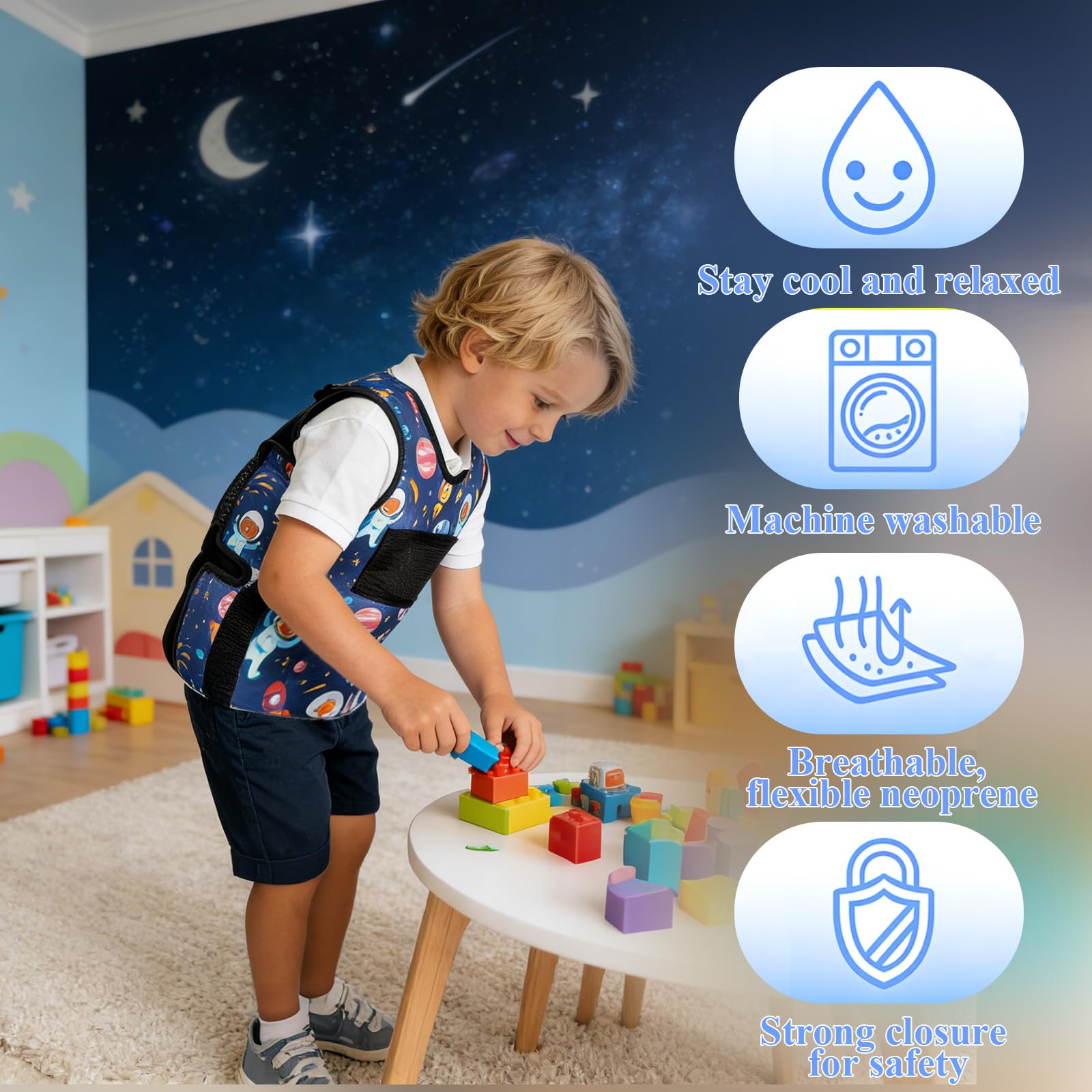 Gewichtsweste Kinder & Kompressionsweste | Weighted Vest als ADHS & Autismus Hilfsmittel | Sensorik Kleidung gegen Reizüberflutung & SPD | Verstellbarer Tiefendruck, Jungen & Mädchen