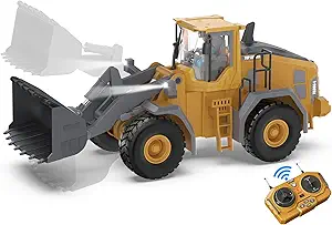 Metal RC Wheel Loader Toy | 9-Channel Remote Control Construction Truck with Realistic Lights & Sounds, 1:20 Scale Rechargeable Vehicle for Boys Ages 3-12, STEM Engineering Gift for Kids 2025