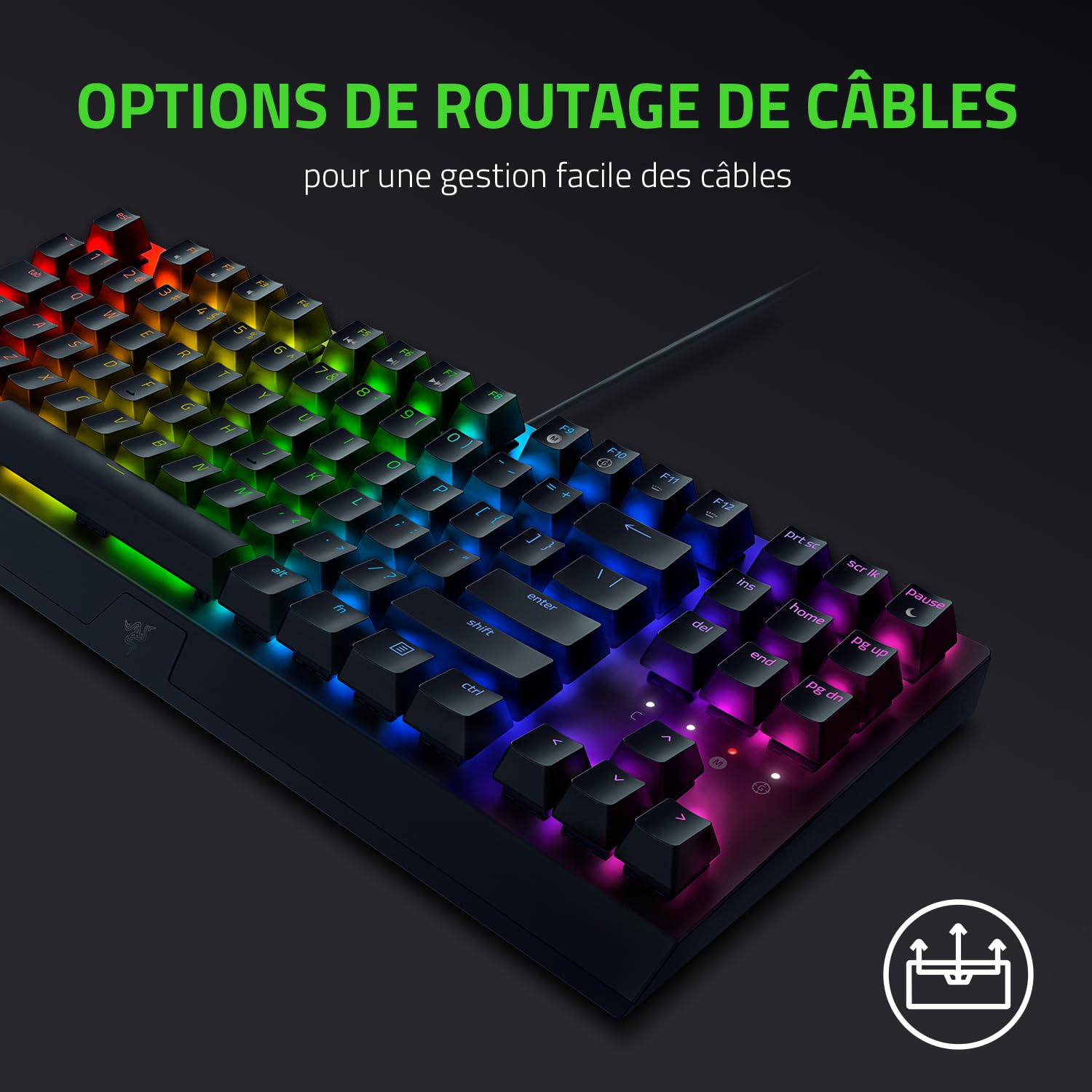 Razer BlackWidow V3 Tenkeyless (Switches Verts) - Clavier Gamer Mécanique Compact (Switches Mécaniques Clicky, Format Tenkeyless, Touches Programmables) Clavier AZERTY | Noir