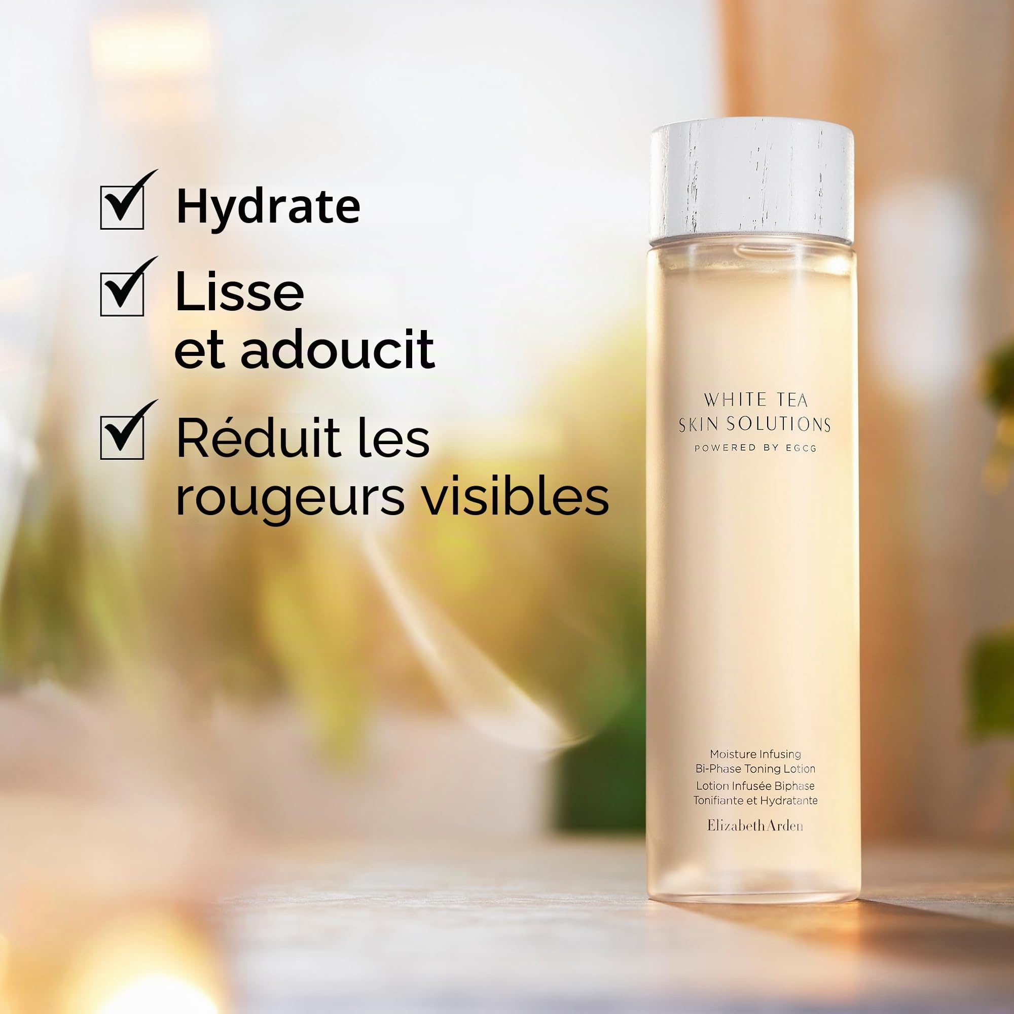 White Tea Skin Solutions Lotion Infusée Biphase Tonifiante et Hydratante, apaise, nourrit et tonifie la peau, Riche en huile de Thé Blanc, formule vegan, convient aux peaux sensibles, 200ml