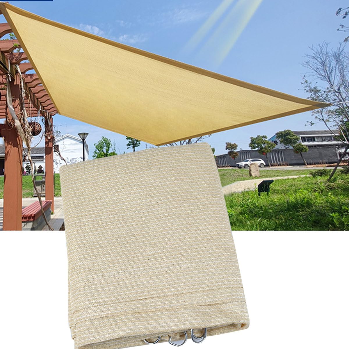 Voile ombrage isolant thermique résistant au soleil avec boucles plastique