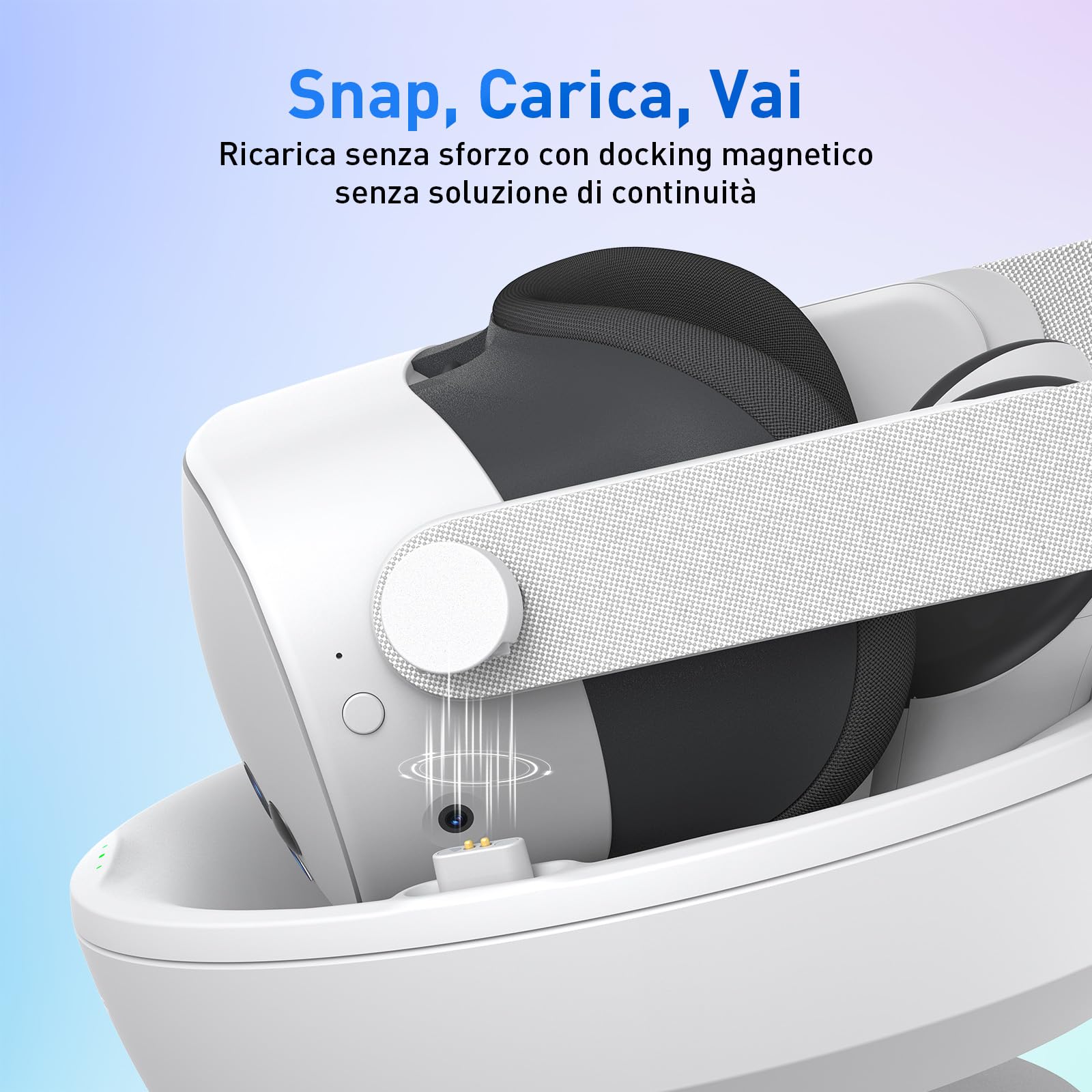 PRISMXR Base di Ricarica Compatibile con Meta Quest 3S Accessori, Stazione di Ricarica Veloce con 2 Batterie Ricaricabili per Controller (Senza Caricatore e Passthrough) - Carina D1S Lite