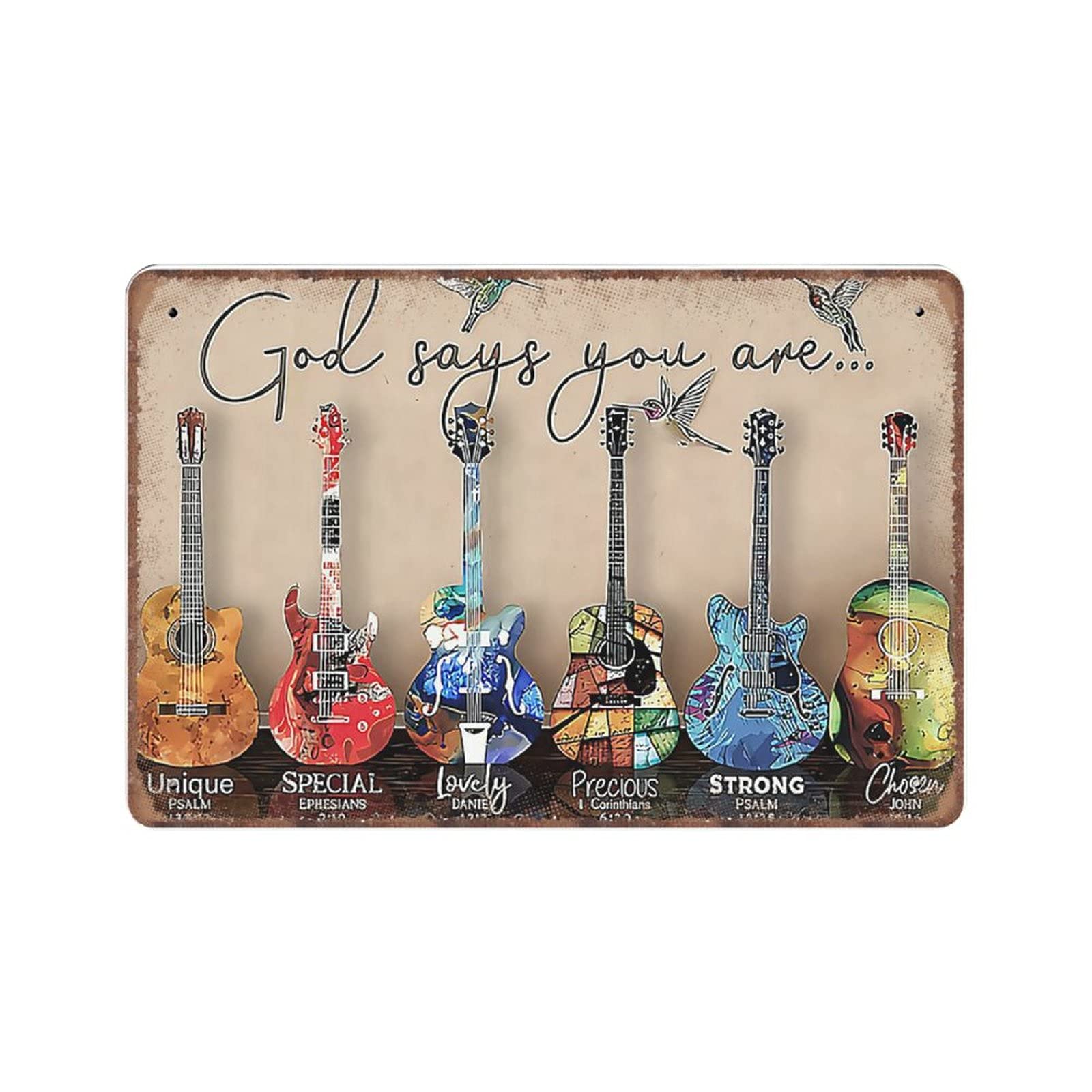 rayprint Guitar God Says You Are Unique Special Tin Signs, Idea Gift for Guitarist Funny Metal Sign Vintage Poster Wall Art for Kitchen Garden Bathroom Farm Home Coffee Decor Tin Sign, 20x30 cm