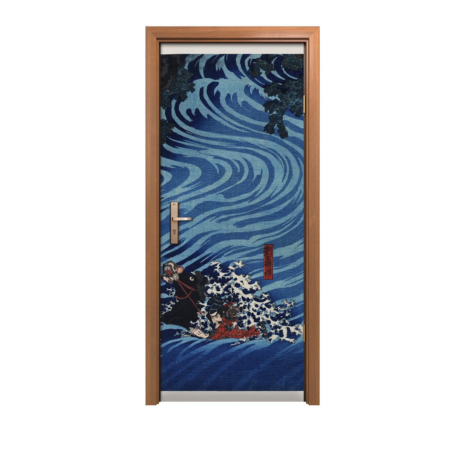 Autocollant de porte pour agrandir une pièce motif Rivière d'Asie