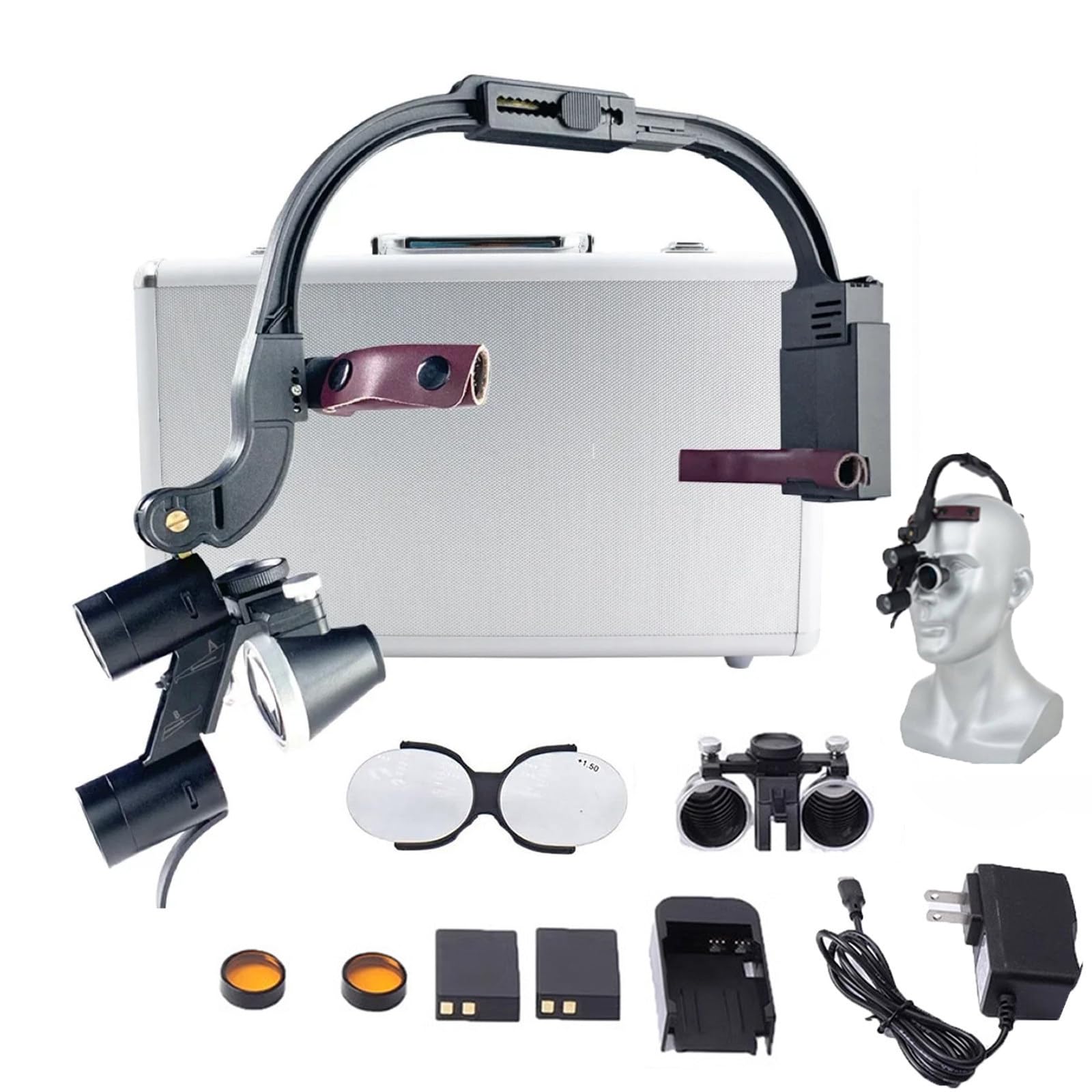 YMLUKzun Dental Loupe Magnifier, Portable Dental Surgery LED Headlight Medical 2.5X/3.5X Binocular Magnifier, 5W Dentisit Headlight Lab Equipment, For Dentistry, Jeweler or Hobby 2.5X