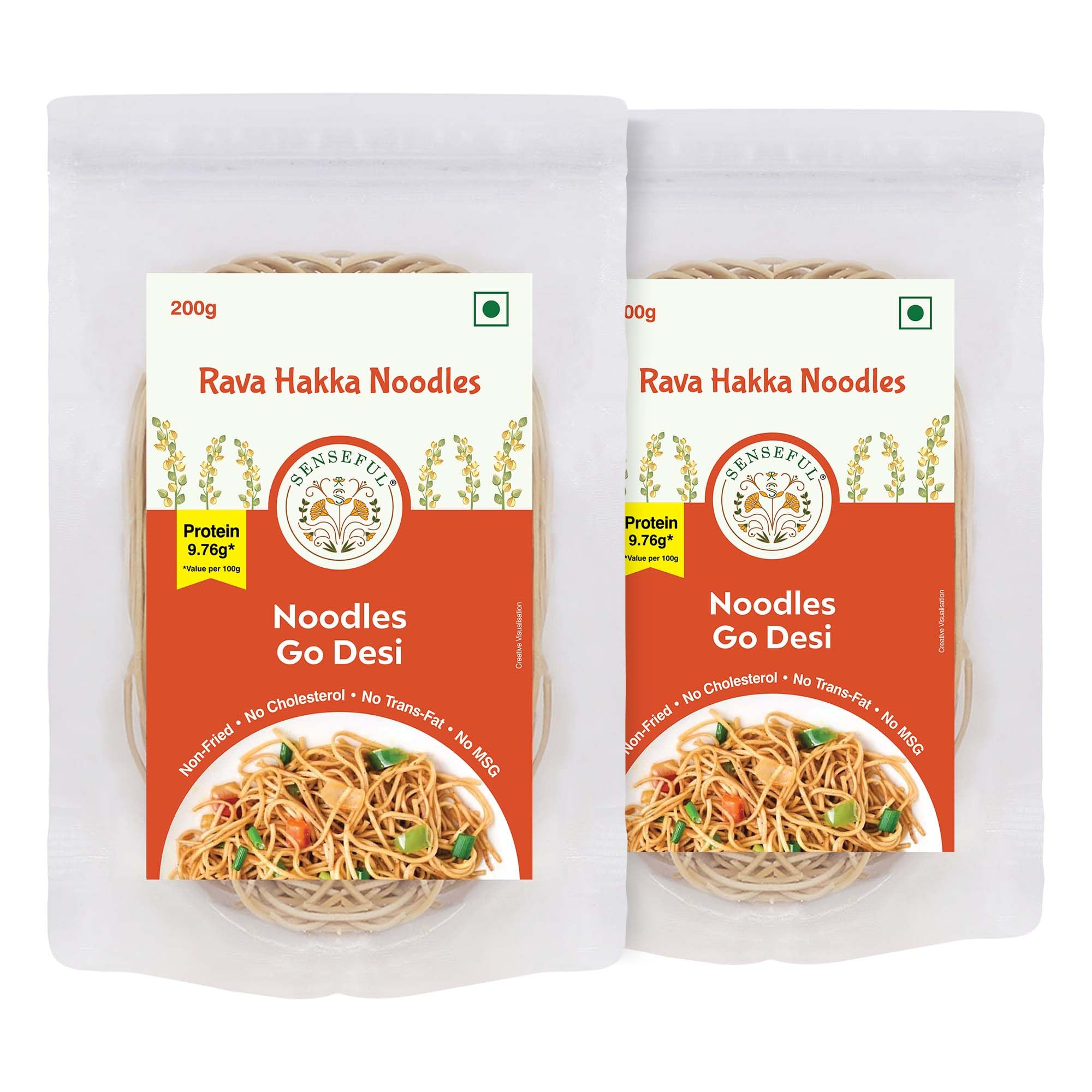 SENSEFUL Rava (Semolina) Hakka Noodles Pack of 2 - Non-Fried, No Cholesterol, No Trans-Fat & No MSG - 200 gm each (B096M7XZTX) Amazon Price History, Amazon Price Tracker