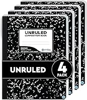 Vista 1 de Emraw Libro de composición de mármol negro, papel sin reglas, 100 hojas, para oficina, para dibujo de lácteos, notas, diarios, cuaderno