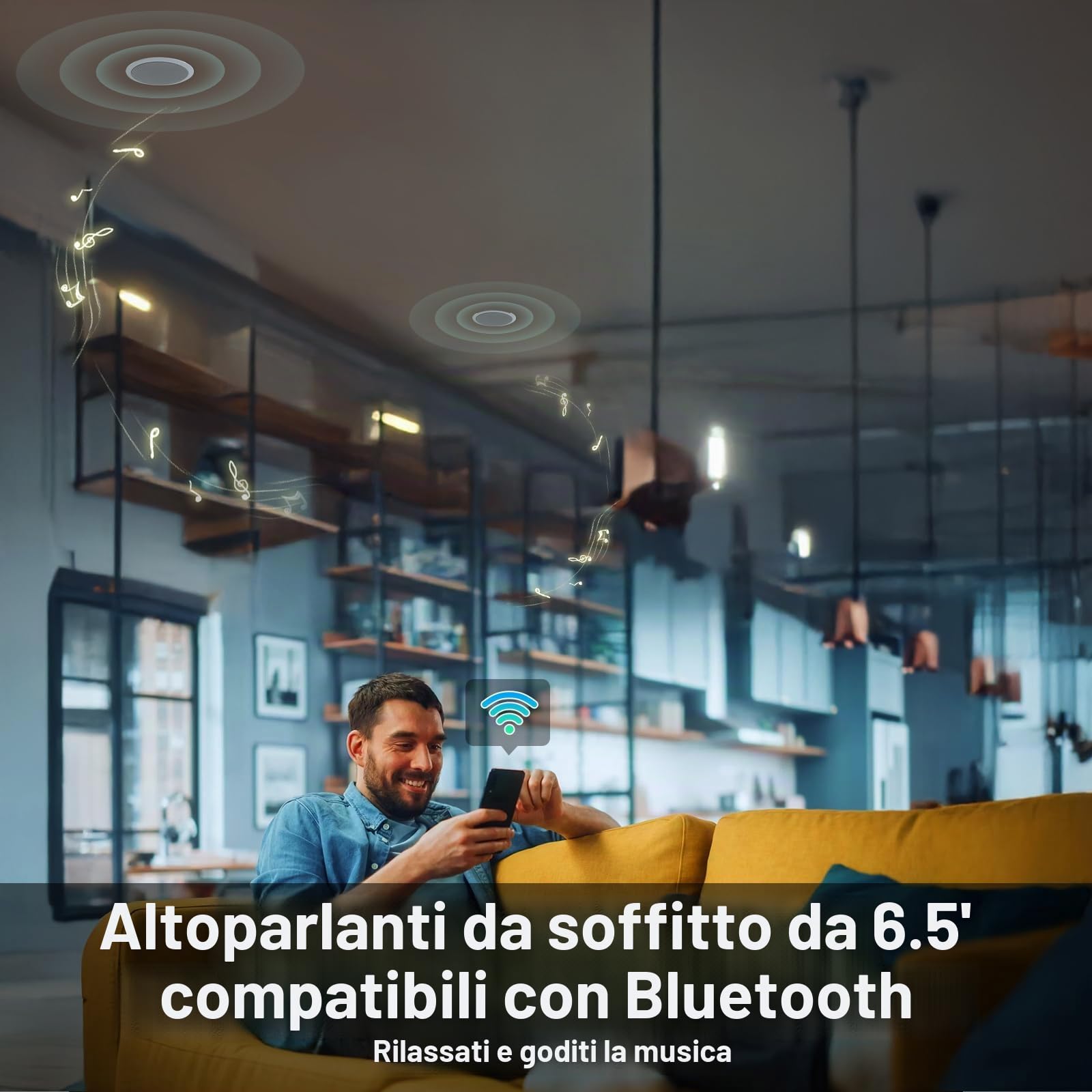 STUDIOFINIX Altoparlanti Bluetooth da 6,5 pollici 320 W a 2 vie fluttuanti per casa, bagno, cucina, ufficio con suono super-range