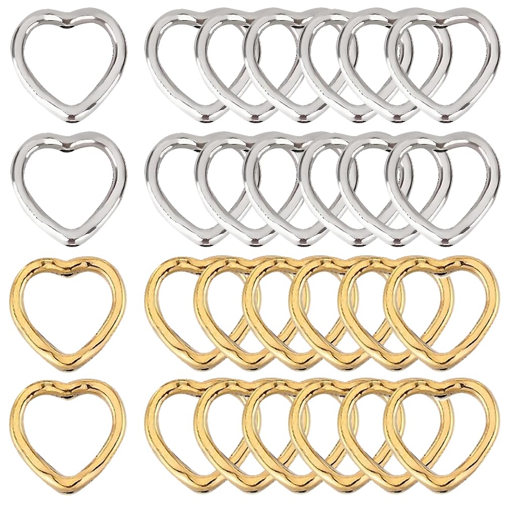 Cuentas de corazón plateadas para diseñar pulseras de amor y manualidades hechas a mano