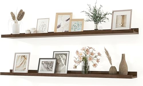 Miniatura 23 de Estantes Flotantes para Decoración de Pared, Estante de Almacenamiento Largo Montado en la Pared para Dormitorio, Sala de Estar, Baño, Cocina,