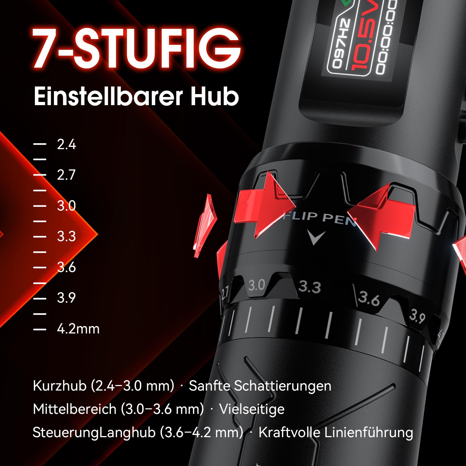 RHEIN Kabellos Maschine Set mit 2 Akkus à 1800 mAh Komplettes Zubehör Set | 7 Einstellbarer Hub Speicherfunktion Zeitmessfunktion Handkoffer 20 Nadeln 7 Farbe
