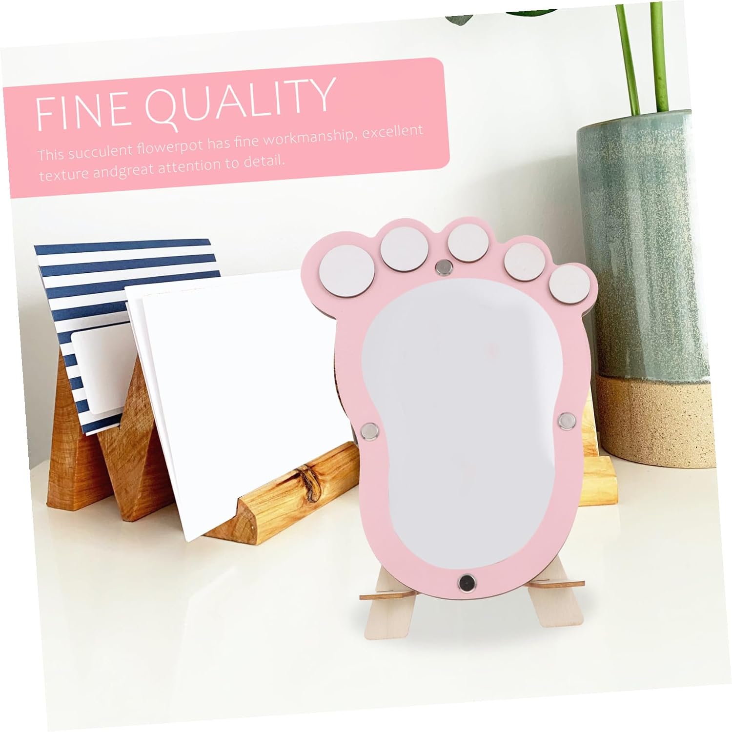 Keepsake Frame for Newborns and Infants, Artistic Footprint Photo Frame with Light Pink Design, Newborn Boy Growth Record Display for Nursery and Memory