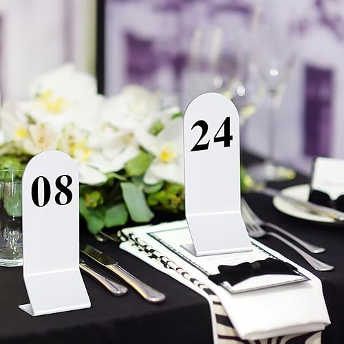 Miniatura 6 de Remerry 25 piezas de números de mesa 1-25 acrílico tienda de campaña acrílico de doble cara tarjetas de números negros tienda de campaña boda
