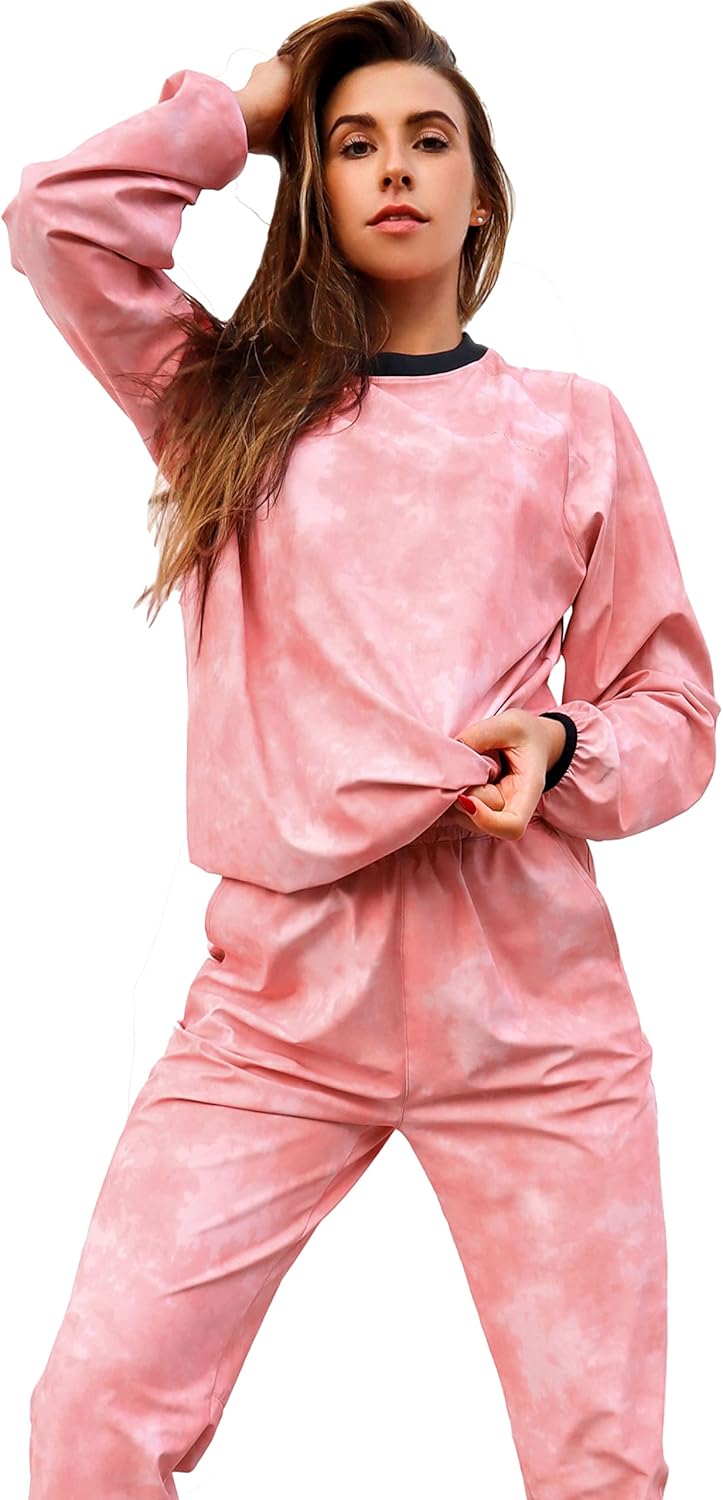 Women's Sauna Suit 2-Piece Comfort Fit Sweatshirt and Pants for Fitness Exercise (Plus Size Available)