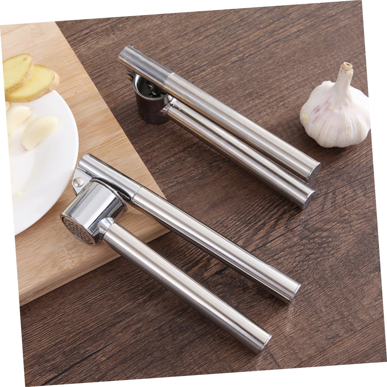 Acero Prensa de Manual Inoxidable Ajos para Cocina y Restaurante