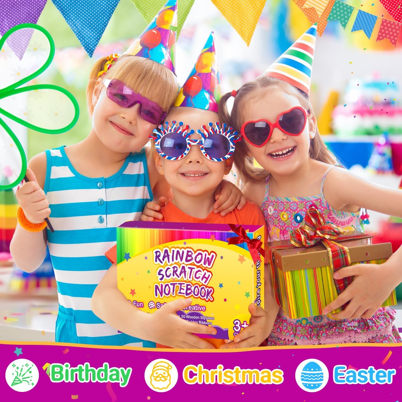 Party Favors for Kids 4-8-12: 48 Pack Scratch Rainbow Art Crafts Notebook, Coloring Book Goodie Bags Stuffers Kit, Bulk Birthday Easter Gift Classroom Prizes Girl Boy Toddler