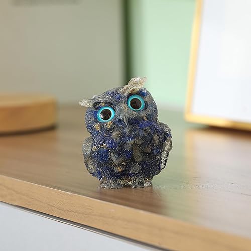 Miniatura 3 de Estatua de búho de cristal natural tallada a mano con piedras preciosas curativas de Reiki, figuras de animales, decoración del hogar, oficina,