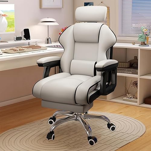 Miniatura 7 de Silla de oficina ejecutiva reclinable con reposapiés, escritorio ergonómico para computadora con soporte lumbar, silla grande y alta para juegos de