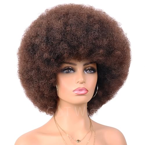 Miniatura 4 de G&T Wig Pelucas afro cortas para mujeres negras, sin pegamento, peluca afro de los años 70, pelucas grandes con volumen y suaves de aspecto natural,