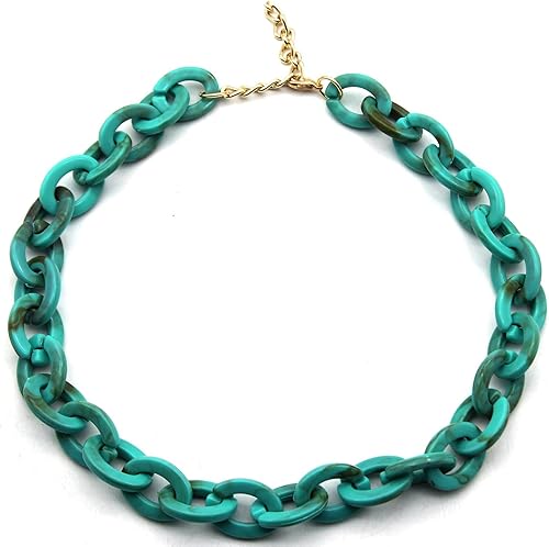 Collar de cadena con estampado de leopardo acrílico, tablero de ácido acético, estampado de leopardo, collar de cadena de eslabones de clip de