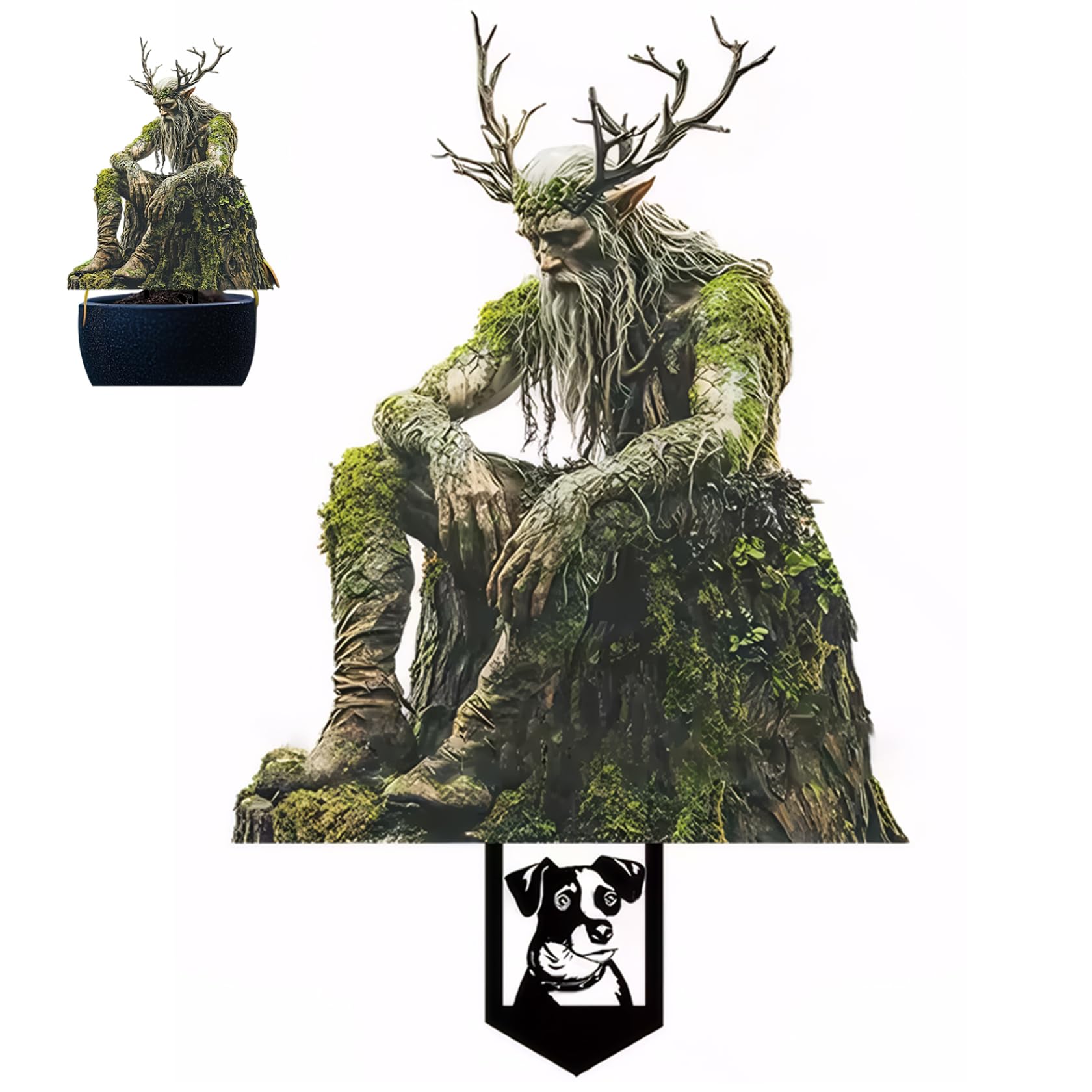 Wedhapy Yard Stake for Dogs Garden Stake, Tree Man Elf Statue Garden Stakes Decorative, Acrylic 2D Flower Pot Ground Insert Ornaments for Pot Plants Yard Lawn Decor